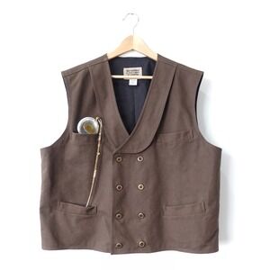 Western Vest XL Brown Vintage DALVEY Compass Scotland Cowboy Safari Frontier